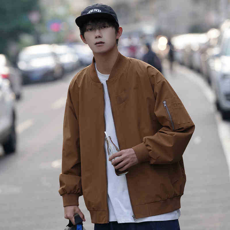 Men's Retro Spring and Autumn High-end Loose Bomber Jacket
