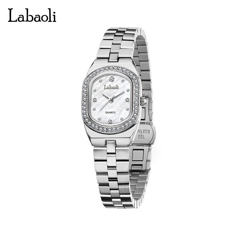 Women Elegant Steel Quartz Watches Round Dial Rhinestone Calendar Wristwatch Waterproof Classic Roman Scale Dress Watch Birthday Gift for Ladies