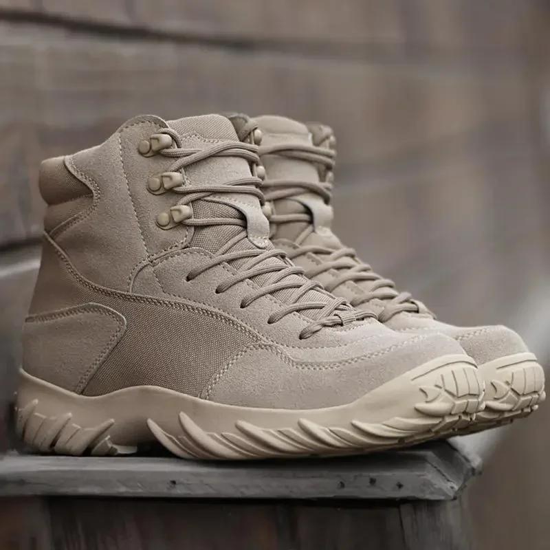 

Men Combat Boots Leather Lace Up Waterproof Ankle Tactical Boot Man Plus Big Size Work Shoes Mens Casual Sports Boots Size 39-47 47