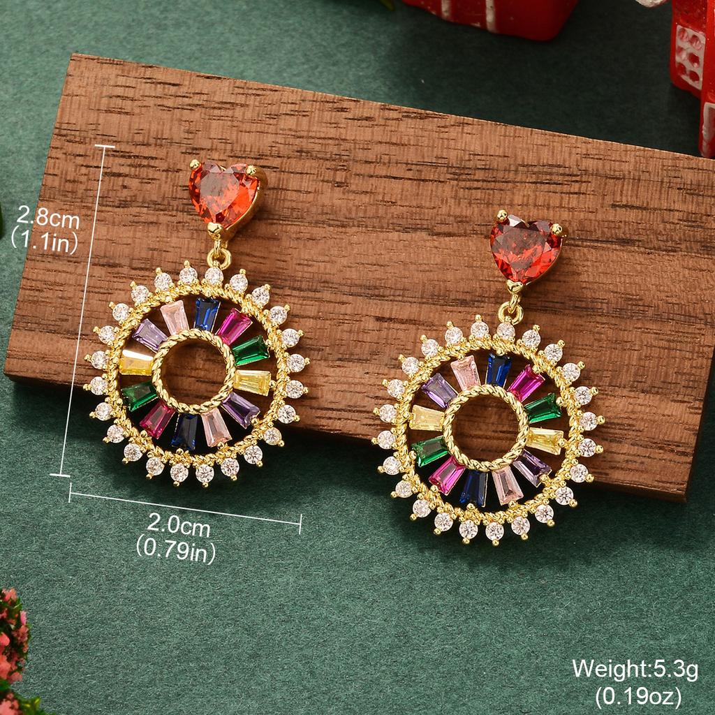 Christmas element earrings, star color zirconium autumn and winter light luxury new products, fashion temperament, fringed love studs