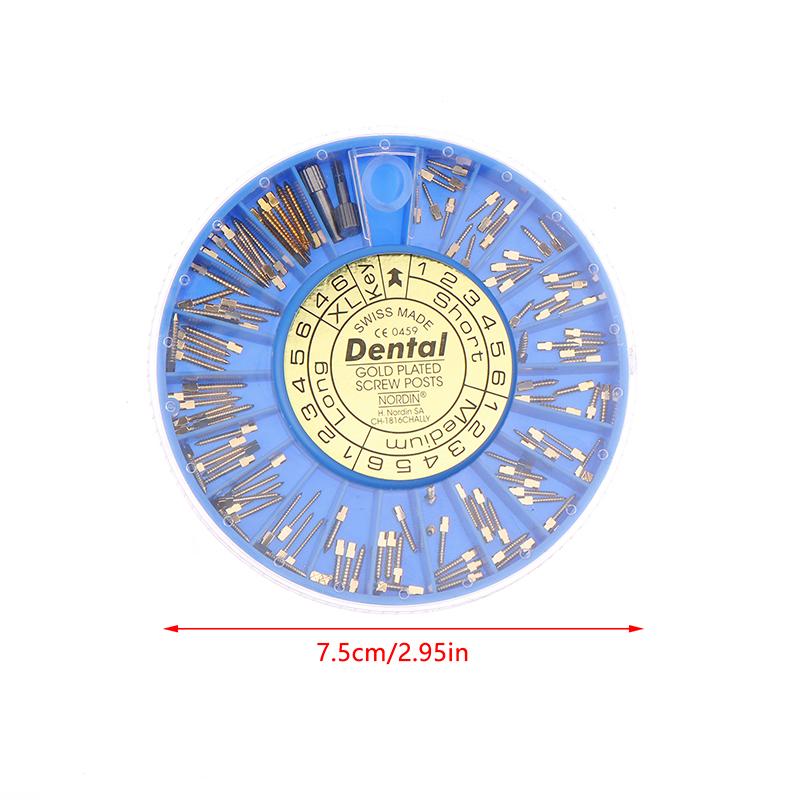 120Pcs/Box Dental Endodontic Conical Screw Post Root Canal Pins Thread Gold Plated Material Dentist Treatment Materials