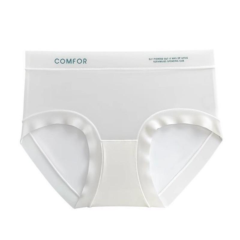 Ultra-Thin Seamless Women's Mulberry Silk Ice Silk Antibacterial Quick-Dry Mid-Waist Underwear