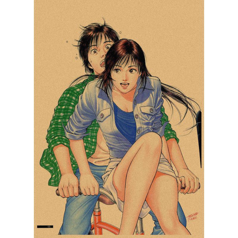 

Tsukasa Hojo Retro Kraft Paper Poster - Japanese Manga Art Mural for Cafe & Bar Decor Yellow Kraft Paper (No Glue) 30X42 cm