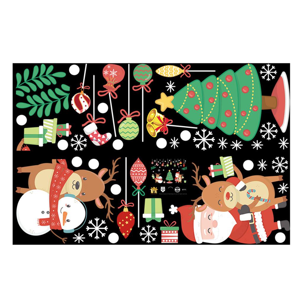 Nuovi regali di Natale per bambini Adesivi per porte e finestre Decorazione Vetrina Scenario Disposizione Fiocchi di neve Babbo Natale Alce Pupazzo di neve Adesivi murali
