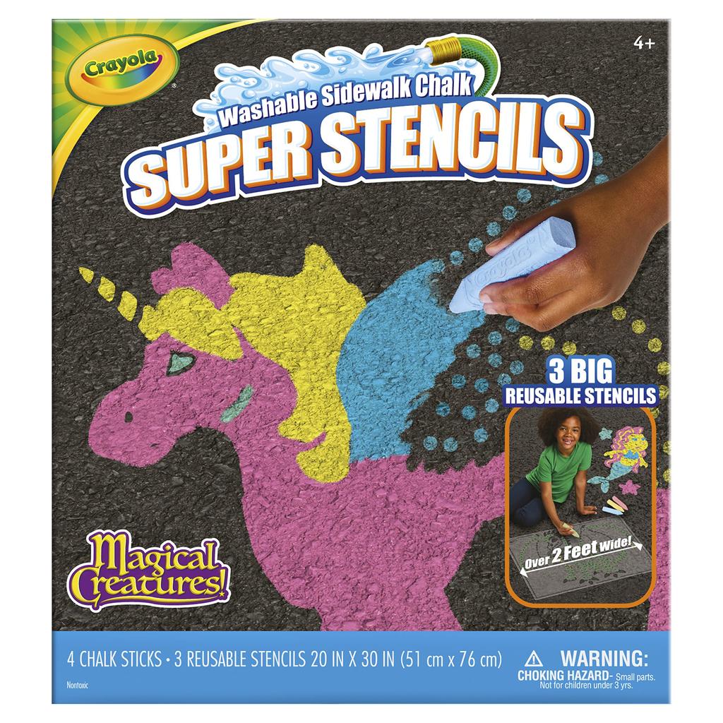 Crayola Kritor Avtagbara Jumbo Kritor & Schablonark Set Utomhuskritor 4 Färger 3 Schablonark 031001 Äkta Produkt