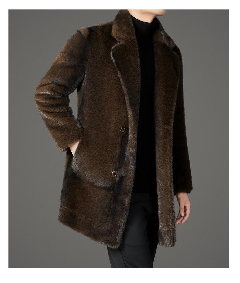 2025 Reversible Sable Fur Mid-Length Men's Coat: Winter Arrivals - Suit Collar, Warm Outerwear for Middle-Aged