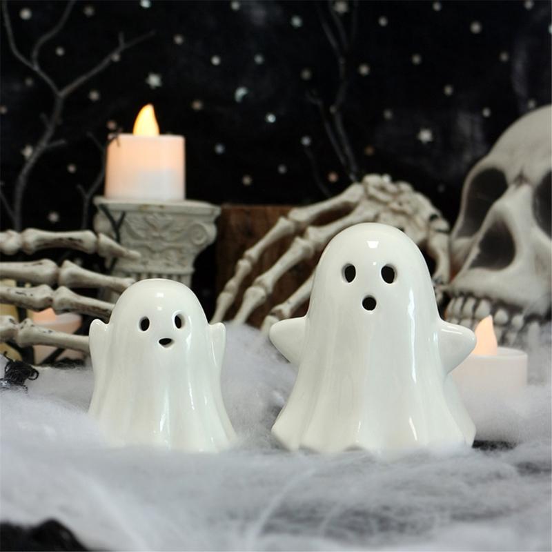 Friendly Ceramic Ghosty Statue Halloween Decoration Handmade Sculpture For Home Decoration