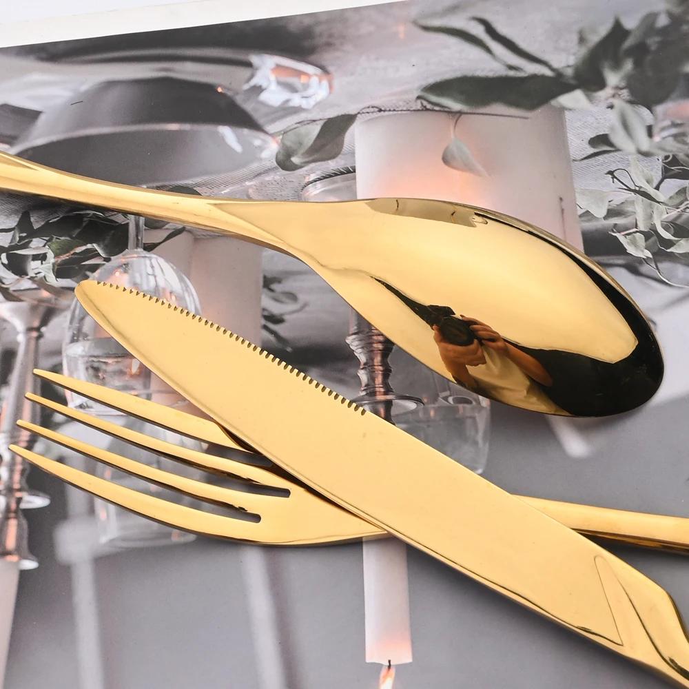 24Pcs/Set Cutlery Sets 304 Stainless Steel Mirror Tableware Knife Forks Spoons Silverware Dinnerware Kitchen Flatware Gift Box