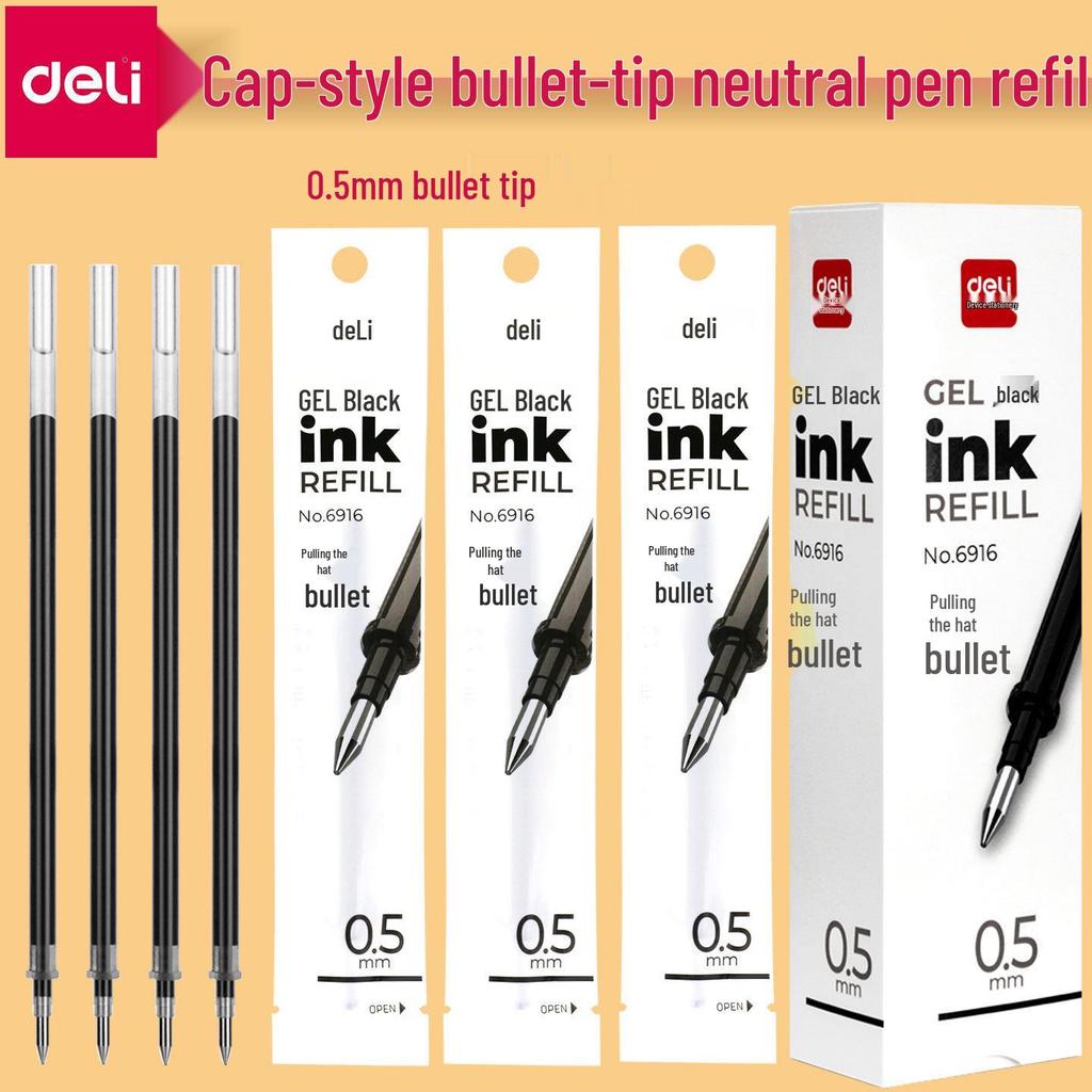 Deli 6916 Bullet Tip Ballpoint Pen Refill, Pull-off Cap, Compatible with 0.5mm Neutral Pens