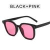 Korean Style 2022 Retro Square Studded Sunglasses - Black Frame with Tea Tint