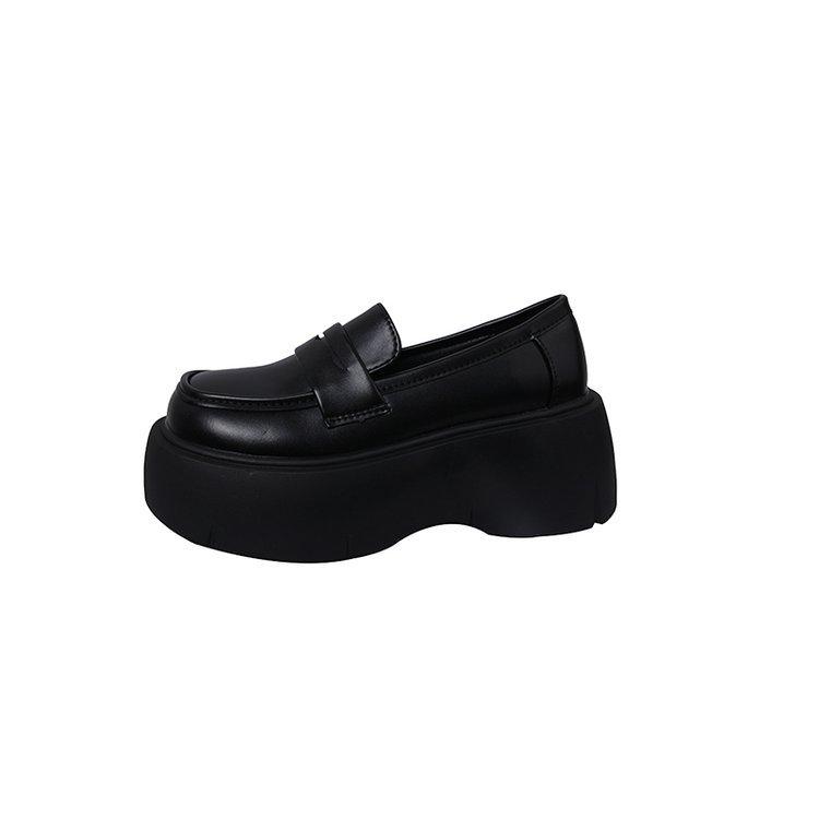 

2025 new British style black platform small leather shoes women s spring and autumn Japanese jk single shoes one-pedal loafers 40