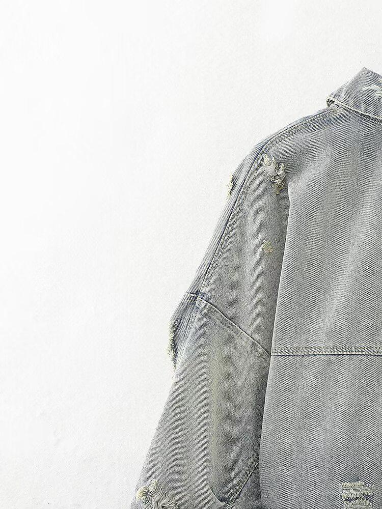 European & American Retro Women's Ripped Denim Short Jacket Winter Collection