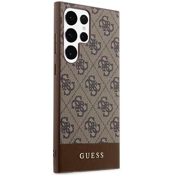 Guess Guhcs24Lg4Glbr S24 Ultra S928 Brązowy/Brown Hardcase 4G Stripe Collection