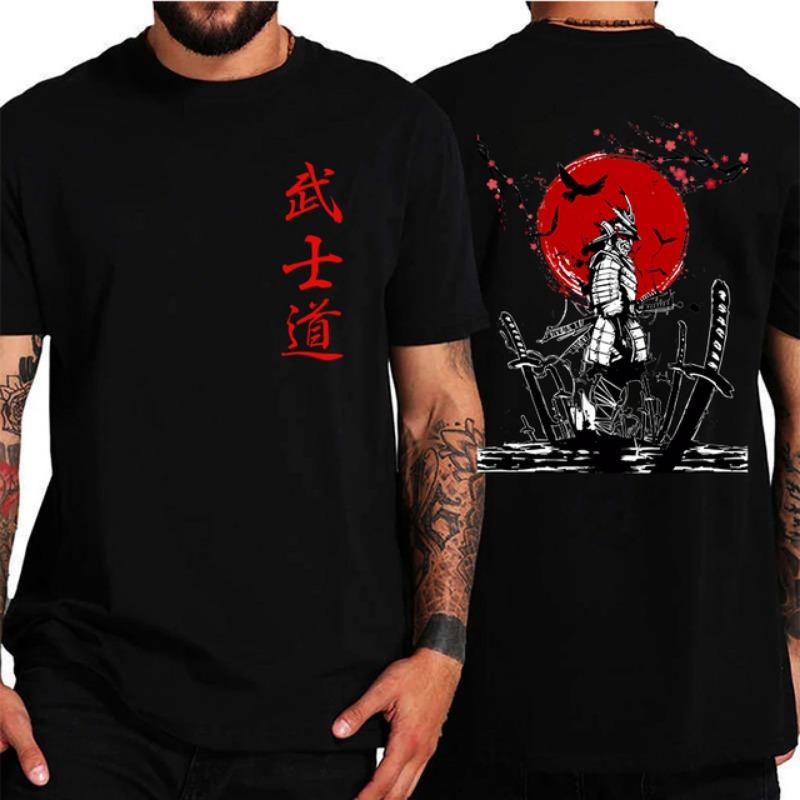 Japan Samurai Spirit Męska koszulka w stylu japońskim z tyłu z nadrukiem 3D Luźne, obszerne koszulki T-shirt Męski prezent Tee Unisex