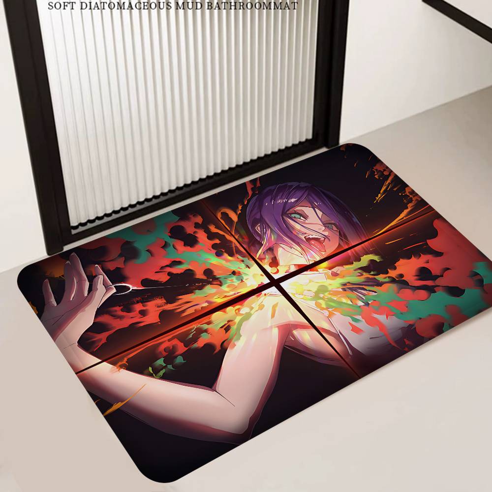 Popular Action Anime C-Chainsaw M-Man R-Reze A-Arc Floor Mat Cheaper Anti-slip Modern Living Room Balcony Printed Bedside Mats