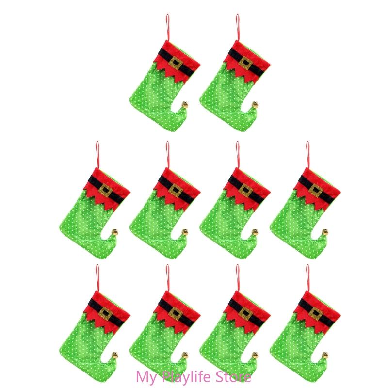 

10Pcs Christmas Party Spotted Stockings with Adjustable Waistbands Home Decors