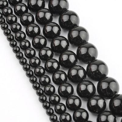Perline distanziatrici rotonde sciolte in agata nera naturale, filo da 4 6 8 10 12 mm