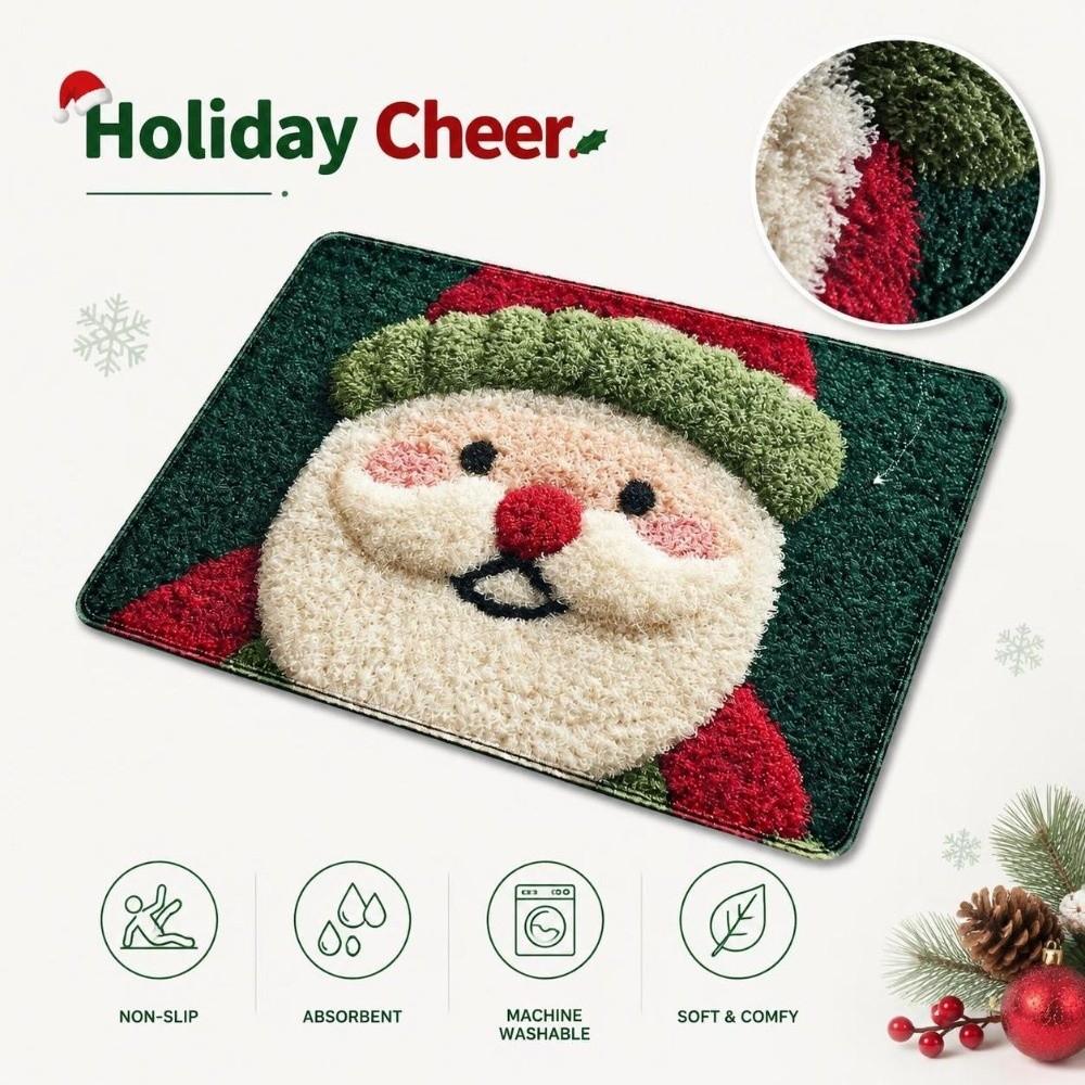 Cartoon Print Santa Claus Hallway Mat The Gingerbread Man Festival Door Mat Bedroom