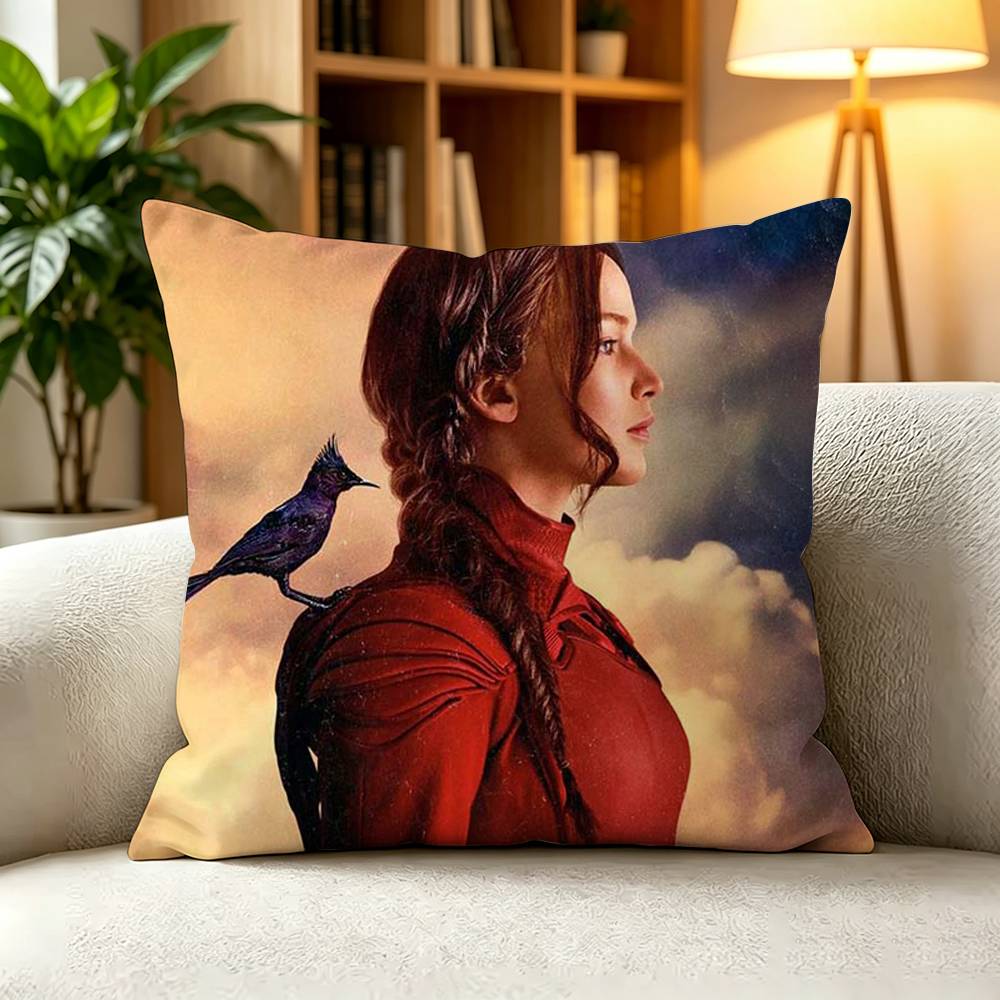 TThe Hunger Games Dystopian Survival Movie Pillow Case Square DoubleSided Sofa Cushion Cover Bedroom Bedside Pillow