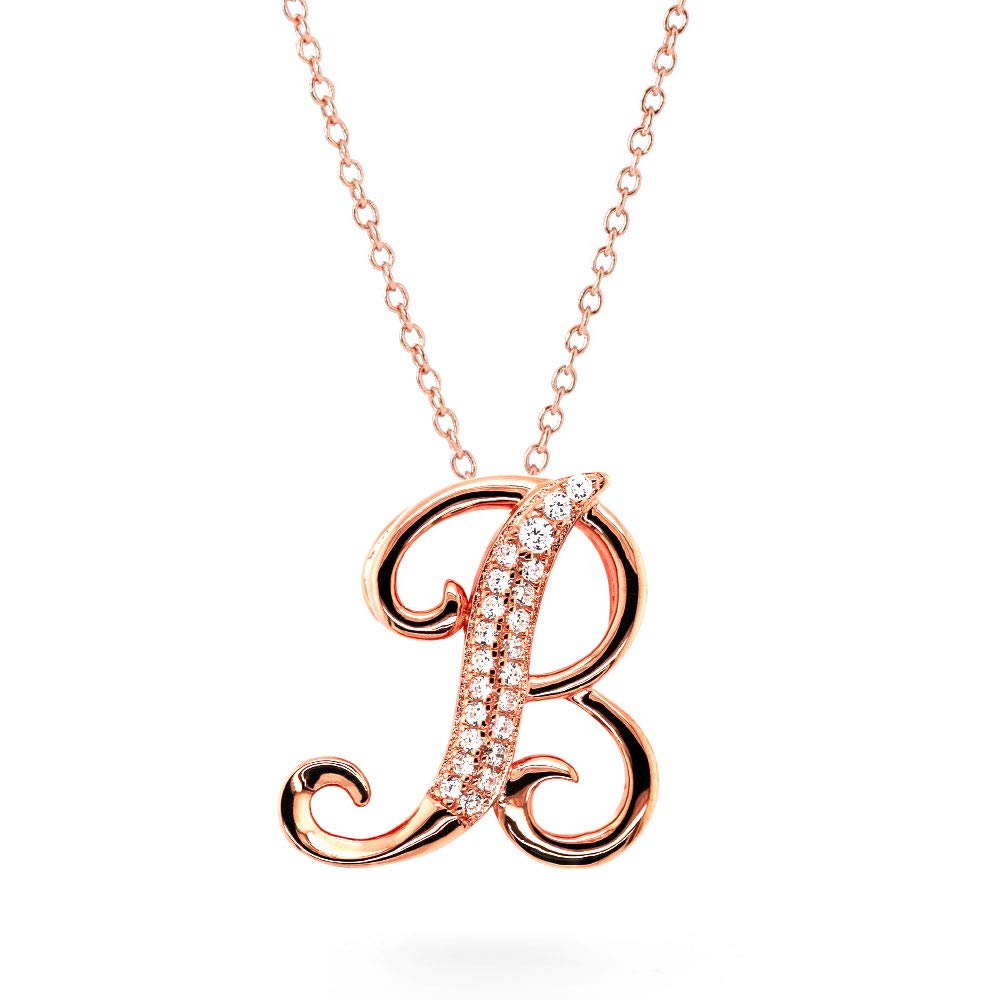 

из Нового ожерелья с буквами B Alphabet 18K розовое золото обработанное серебро 925 пробы Гипоаллергенный женский [Подарок Йорк] Женский