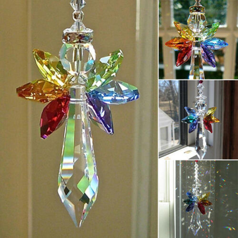 Rainbow Crystal Double Flower Car Interior Pendant Lucky Hanging Ornament Decor Rainbow Crystal Double Flower Car Interior Pendant Lucky Hanging Ornament Decor