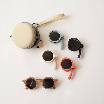 Lunettes de soleil pour enfants Pliables Filles Bébé Rondes en Silicone Anti-UV Lunettes de soleil pour garçons