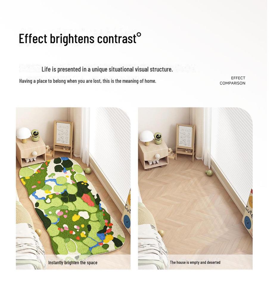 Forest Moss Shaped Anti-Dirt Plush Rug for Bedroom or Balcony