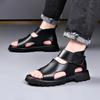 Summer Men's High-Top Leather Sandals - Trendy, Breathable, Plus Size