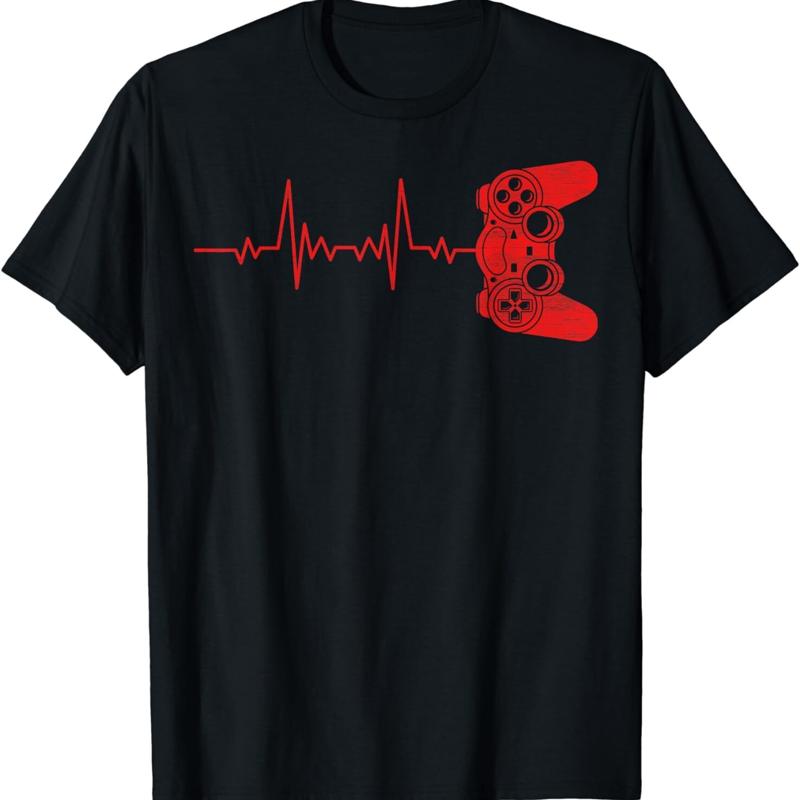 Gamer Heartbeat Funny Video Games Gaming T Shirtns Boys Kid Men Shirt S разноцветный