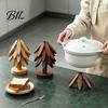 Heat Resistant Trivet for Kitchen Collapsible Wooden Trivets Hot Dishes, Christmas Tree Shaped Pot Mat Table, Wood Unique Gift Mom Holder Set