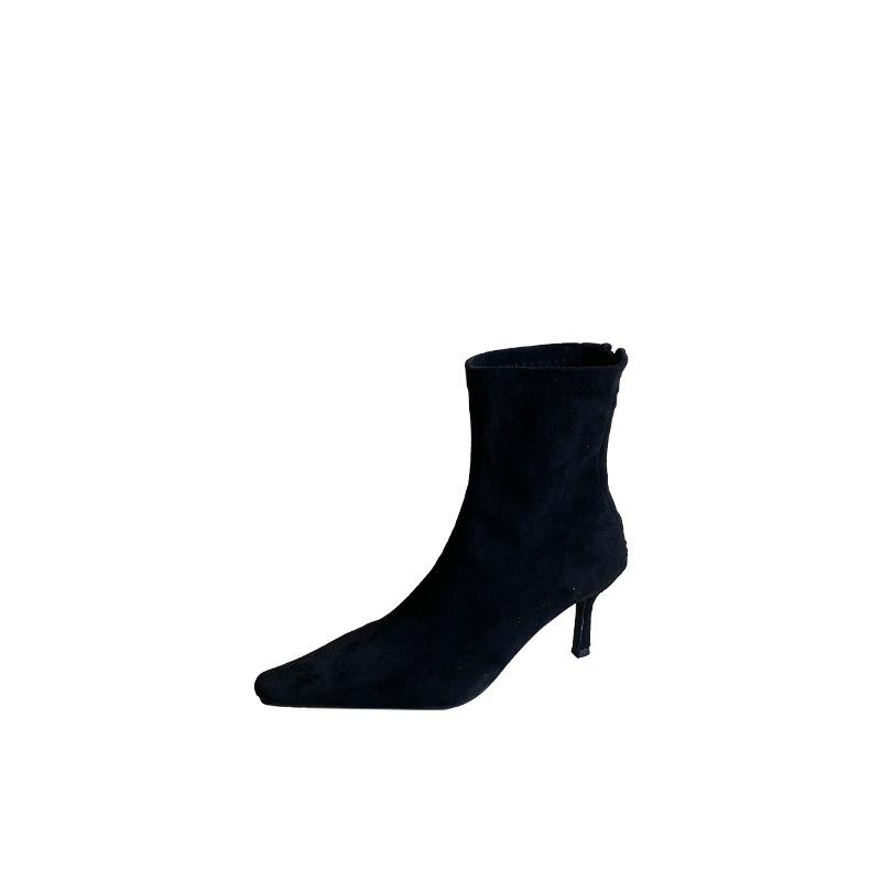 2025 autumn and winter new pointed thin heel high heel temperament thin French fashion sexy beauty female Internet celebrity short boots