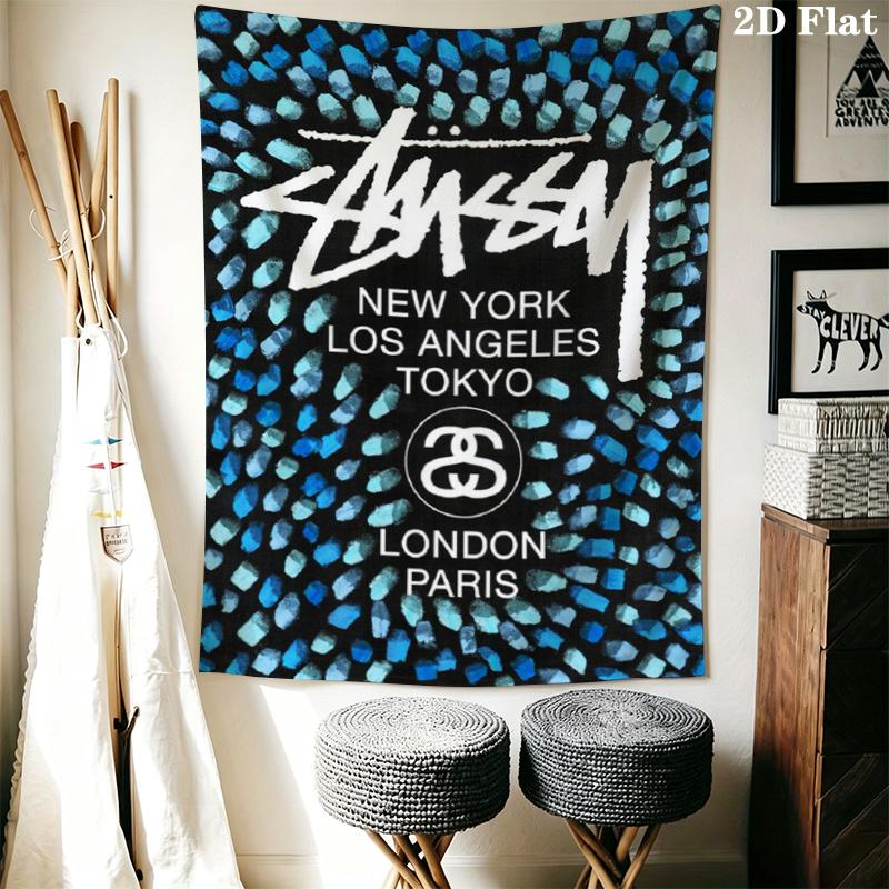 Purple Blue Swirl Marble Tapestry, Streetwear Signature Logo Wall Hanging for Room Aesthetic Decor