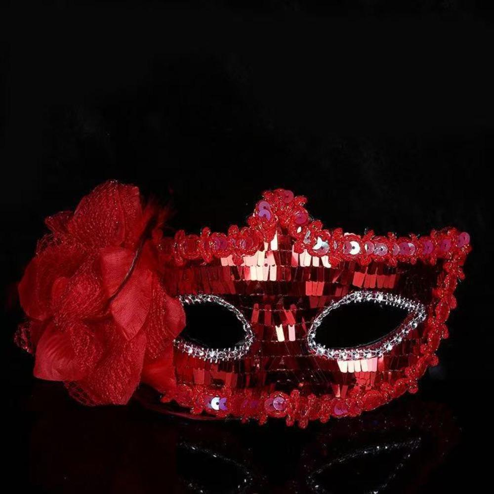 Performance Costume Diamond Venetian Mask Feather Crystal Veil Dance Mask Flower Masquerade Mask Dance Party
