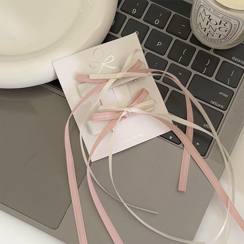 Sweet Long Hairpins French Lolita Lace Ribbon Tassel Bowknot Hair Clip For Women Girl Party Barrettes Headwear Accessories