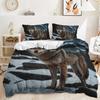 Snow Wolf Kids Duvet Cover Set Queen Size Snow Mountains Pine Trees Comforter Cover Wild Animal Theme Bedding Set For Boys