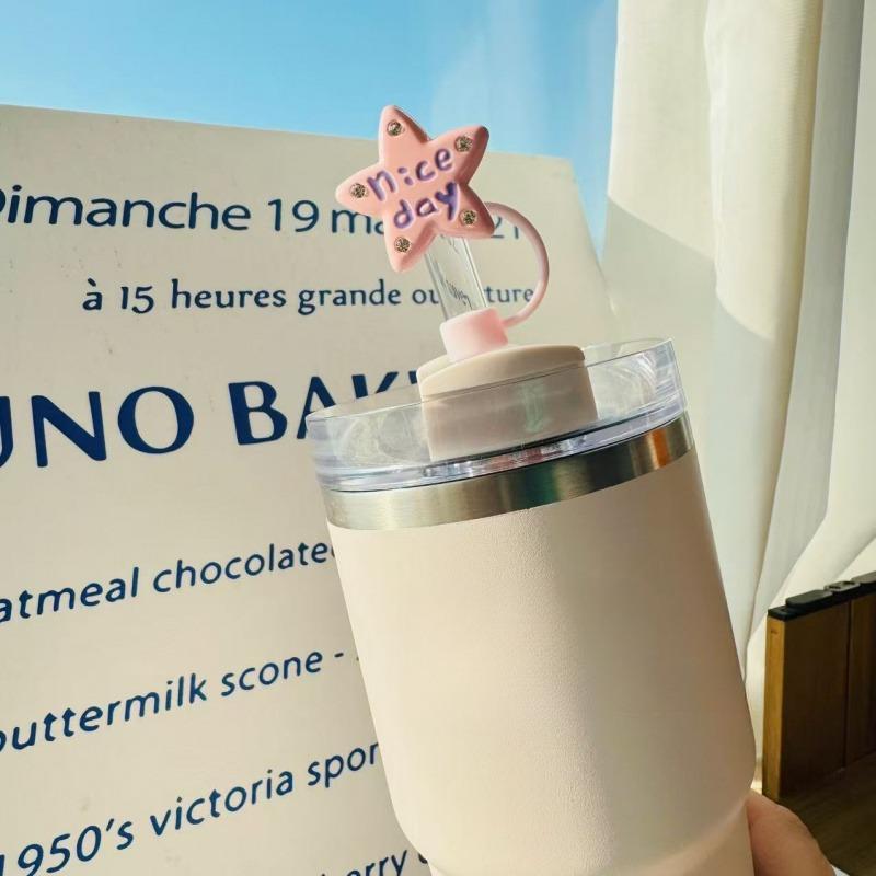 Cute Star Straw Cap Suitable for Stanley Tumbler Cup 10mm Silicone Straw Plug Cover Heat-resistant Dust-proof Cup Accessories