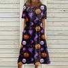 Summer Dress For Women Casual Printed Short-Sleeve Beach Swing Dress