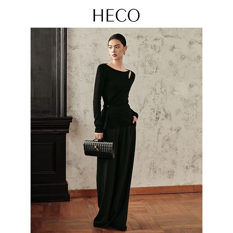 HECO Half-Leaf Women's Irregular Hollow-out Diagonal Cut Knit Top (2025 Autumn)