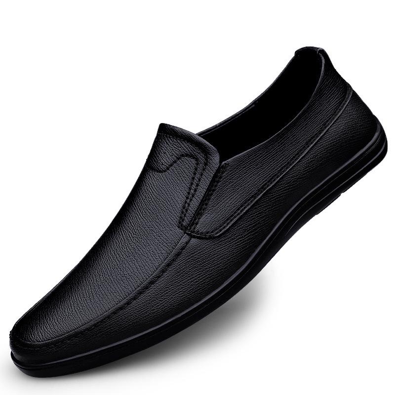 Men s Autumn Two-Layer Cowhide Casual Loafers: Soft Leather, Slip-On Driving Shoes 38