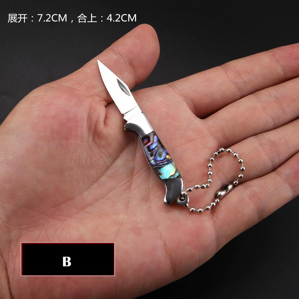 7.2cm Shell Brass Steel Folding Knife Pocket Keychain Portable Resin Steel Knives Survival EDC Tool Cutter Peeler Hunting Gift