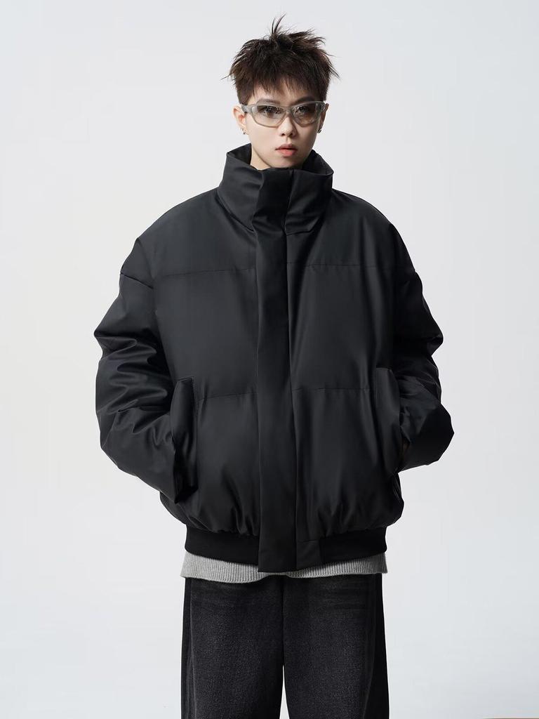 Men's American-Style Winter Warm Cotton Jacket, Loose Fit, Short PU Leather, Padded, Niche Design.