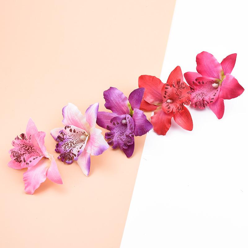 10 Pieces Artificial Flowers Cheap Silk Butterfly Orchid Home Decoration Accessories Brooch Diy Christmas Wreath Fake Plants