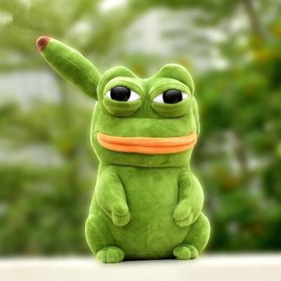 23cm Pokemon Pikachu Plush Toys Magic Expression Pepe The Sad Frog Kawaii Pikachu Cosplay Sad Frog Pepe Plush Doll
