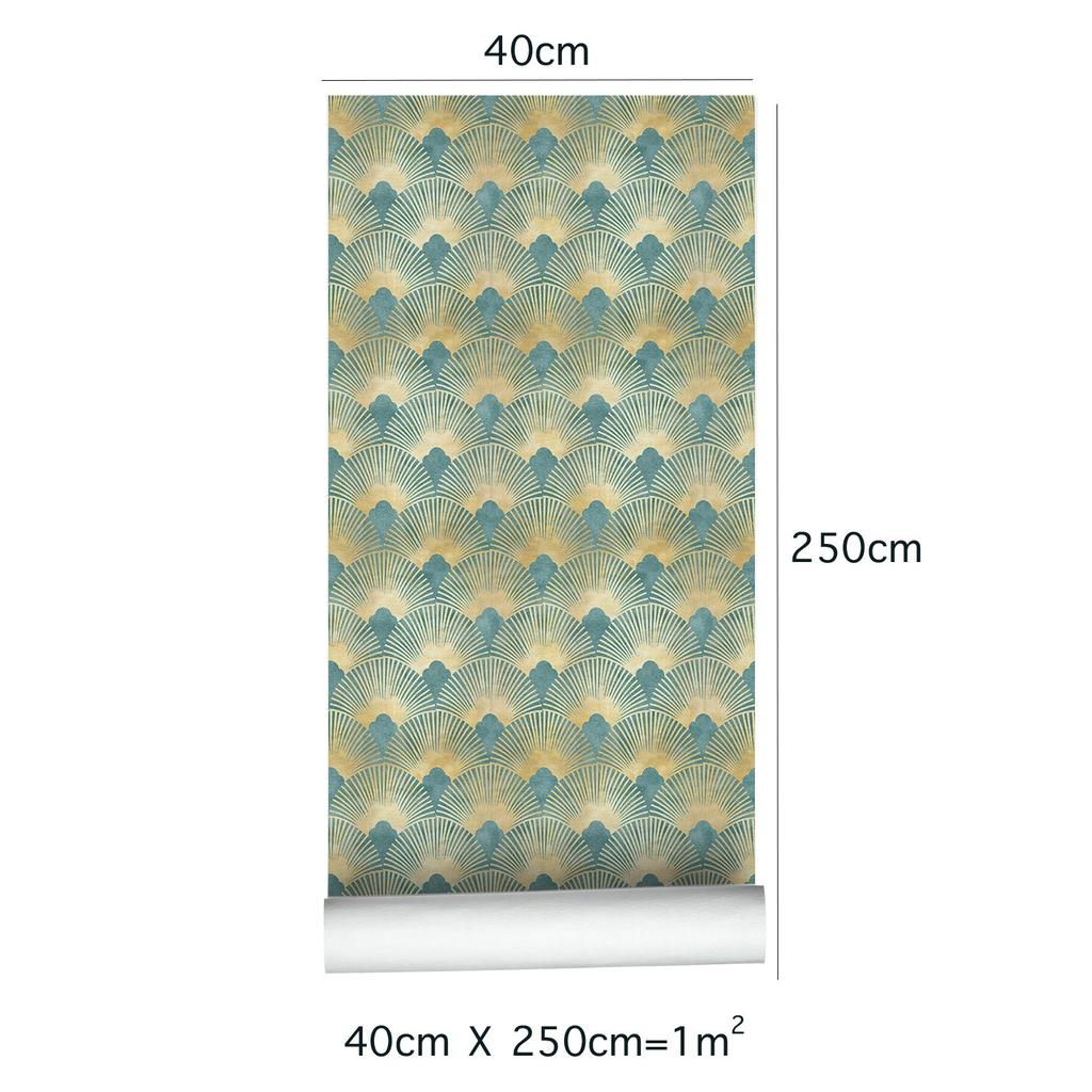 Abziehen & Aufkleben Tapete Floral Gold Grün Vintage Geometrische Tapete Art Deco Selbstklebende Kontaktfolie für Küche Möbel