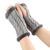 Women's Winter Warm Wool Gloves, Fingerless Twisted Knit Solid Color Short Style Gloves