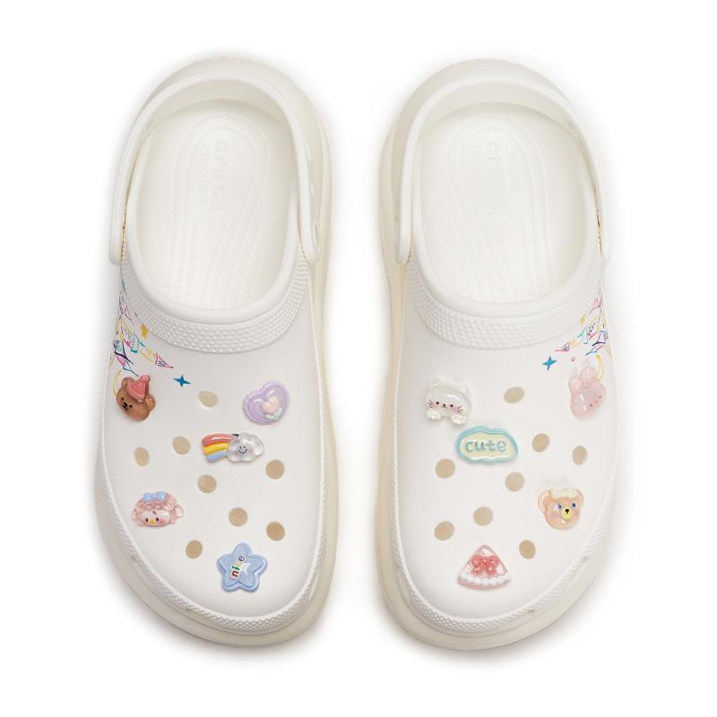 Crocs Mega Crush Clog EVA REGO Hot Dog Dream Castle Hand-painted Graffiti Castle Dopamine Hole Shoes Unisex White