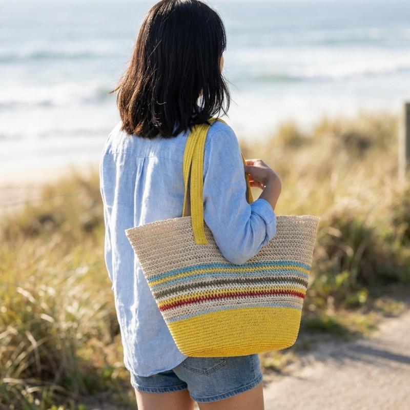 Straw bag women's summer bag fashion tote bag large capacity woven bag bucket bag women's bag