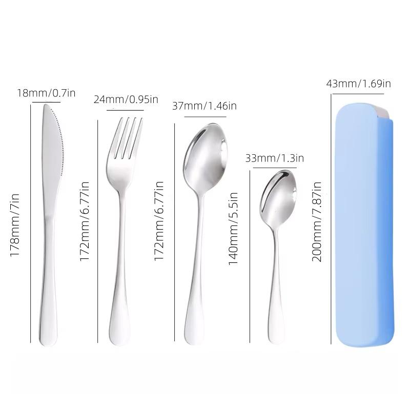 Portable Tableware Spoon Fork Four-piece Set Household Student Tableware Set Fit Outdoor Tableware Cutlery Set4