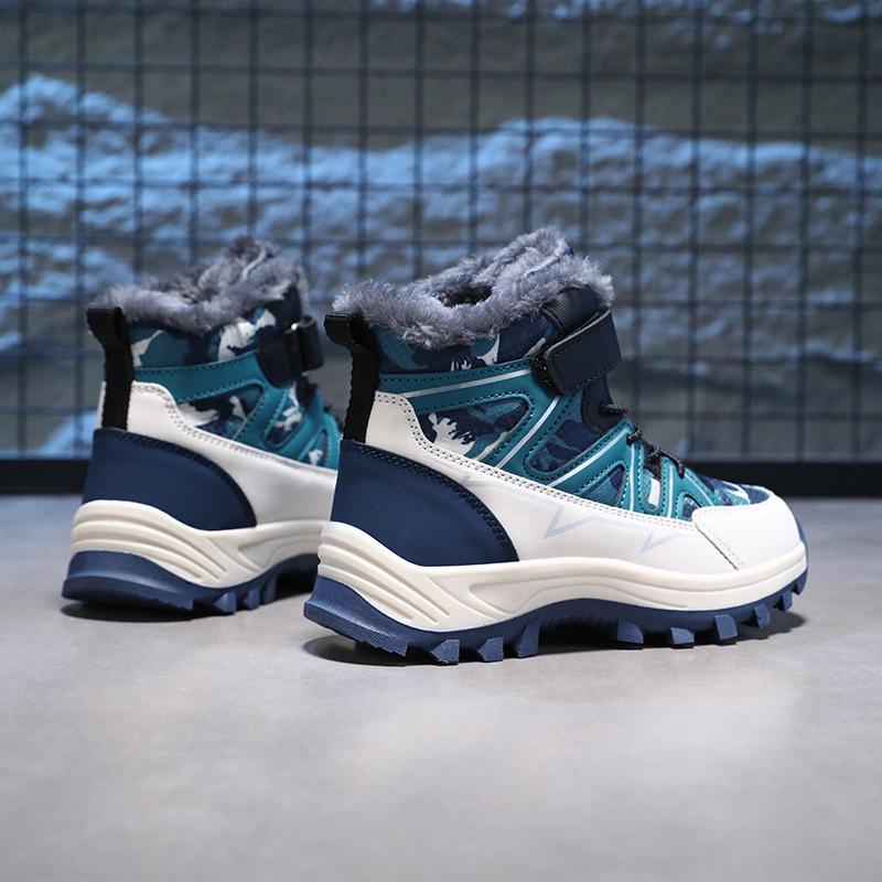 Boys' 2025 Winter Cotton Mid-Top Non-Slip Sports Boots with Plush Lining