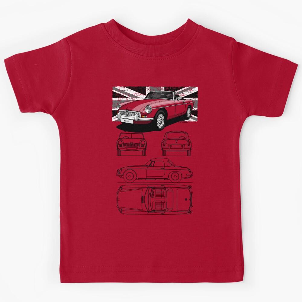 My drawing of the MGB Roadster with the technical plans Kids T-Shirt 100
